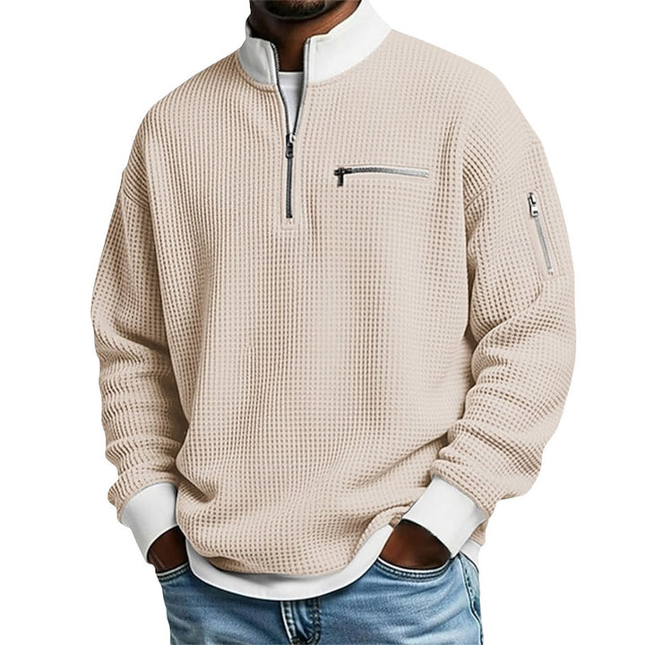Herren Sportlicher Quarter-Zip Pullover mit strukturiertem Muster Echoarchiv