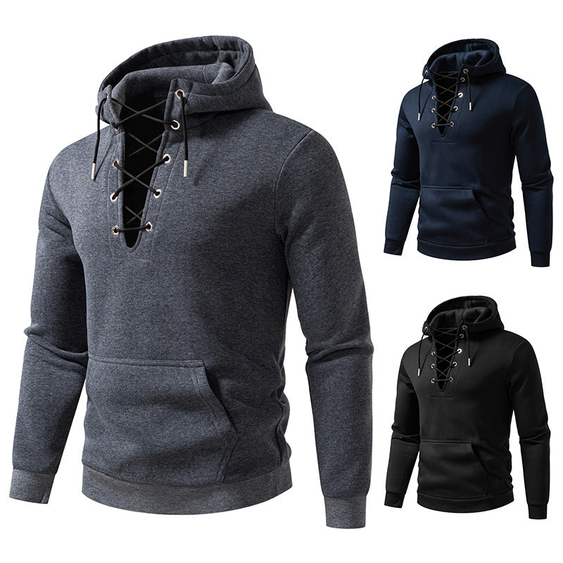 Herren Kapuzenpullover mit modischem Schnürdesign Echoarchiv