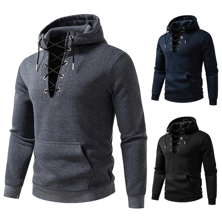 Herren Kapuzenpullover mit modischem Schnürdesign Echoarchiv
