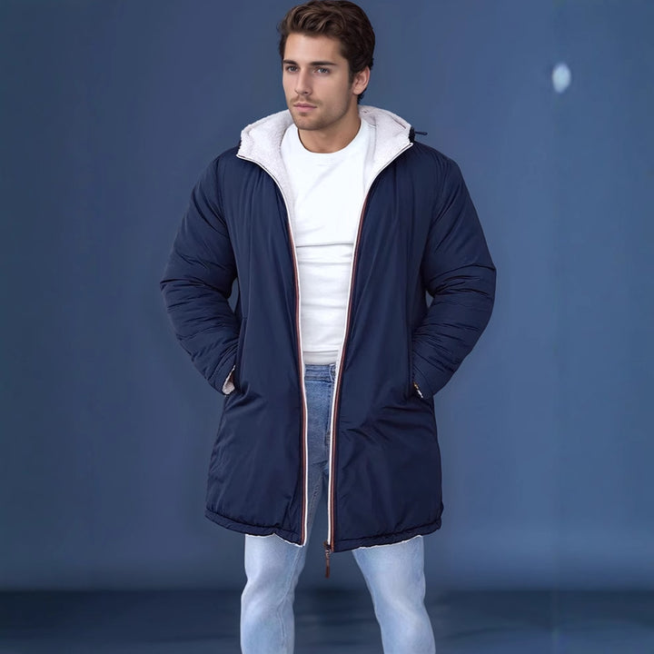 Herren Wendbarer Steppmantel mit Kapuze und praktischen Taschen Echoarchiv