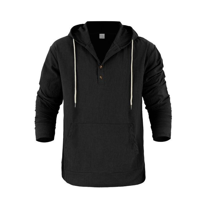 Herren lässiger Kapuzenpullover mit Knopfleiste und Kängurutasche Echoarchiv
