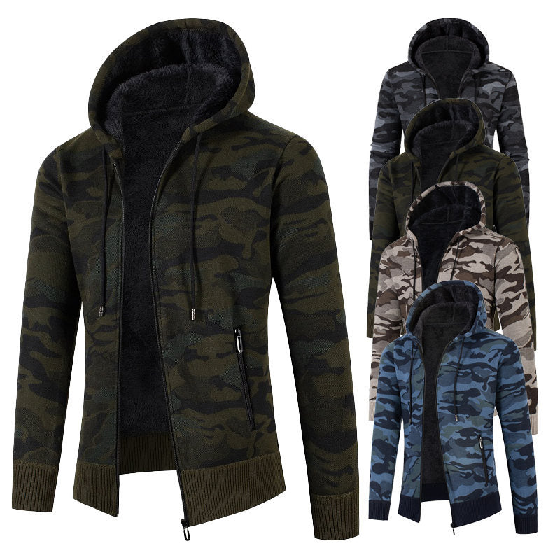 Herren lässige Jacke mit Fleece-Futter und Camouflage-Muster Echoarchiv