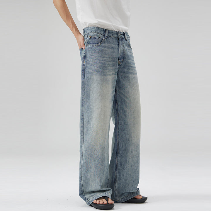 Herren Weit geschnittene Vintage-Denim-Jeans mit hoher Taille und weitem Bein Echo Archiv
