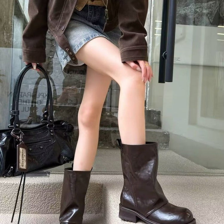 Damen Modische Stiefel mit Blockabsatz Echo Archiv