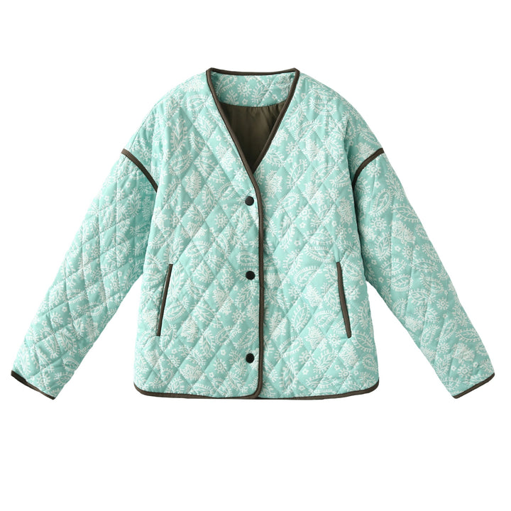 Damen gesteppte Blousonjacke mit Paisley-Steppmuster und leichter Wattierung – Célinea