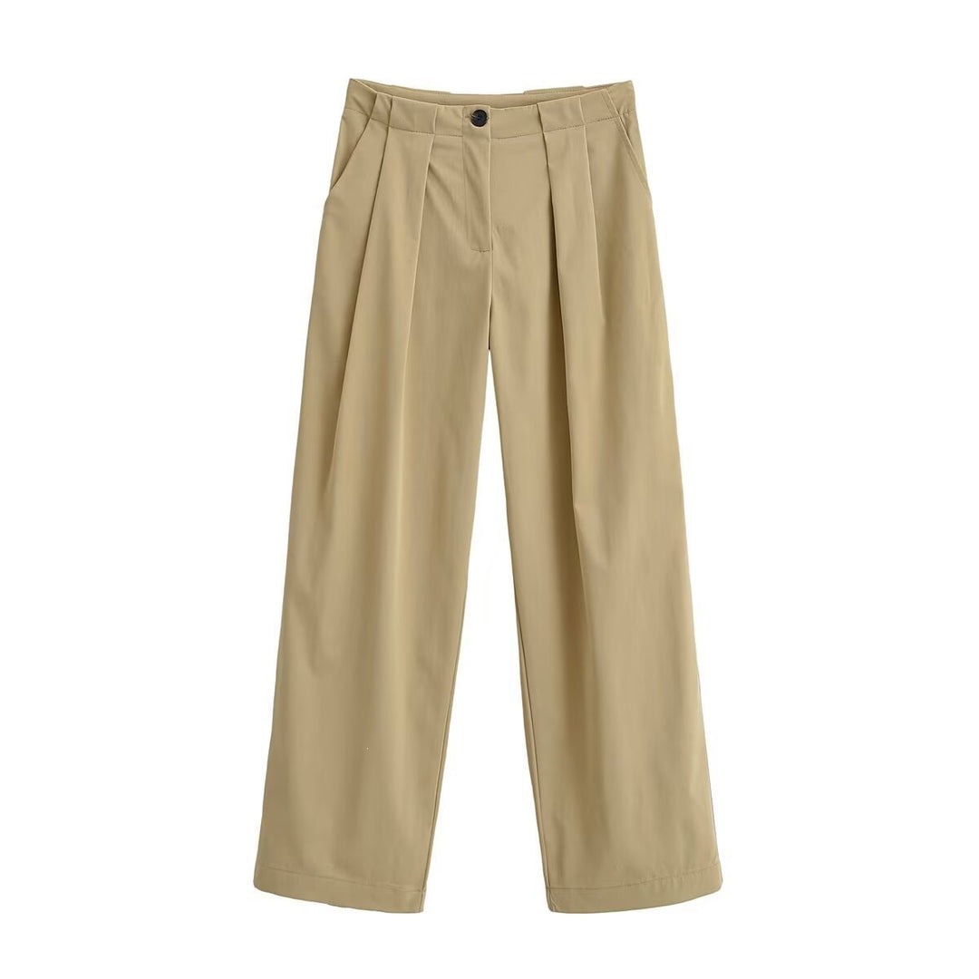 Damen Weite High Waist Hose mit Bundfalten, Bügelfalte und Eingrifftaschen Echo Archiv