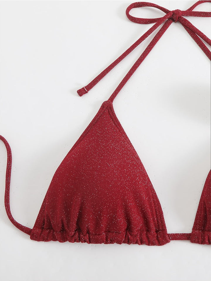 Damen Glitzernder Triangel-Bikini mit elegantem Wickelrock Echo Archiv