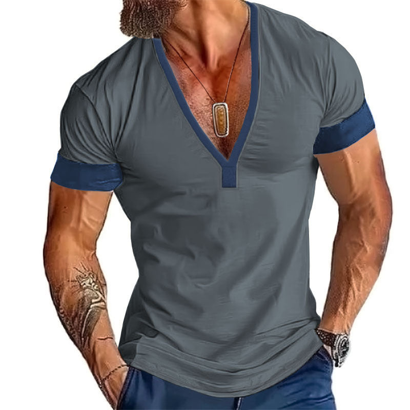 Herren modernes V-Ausschnitt T-Shirt Echoarchiv