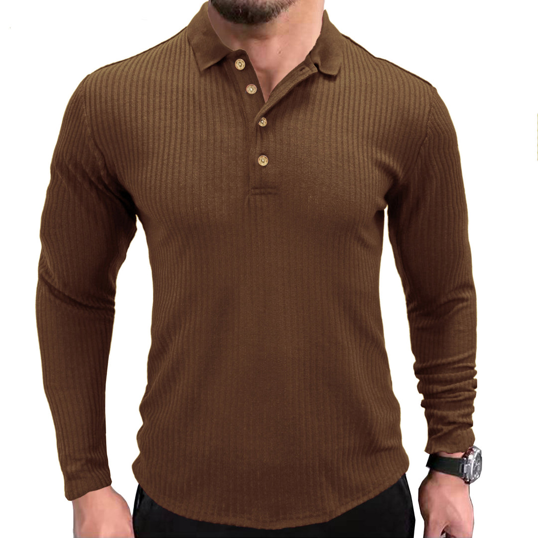 Herren Langarm Poloshirt mit strukturiertem Rippdesign Echoarchiv