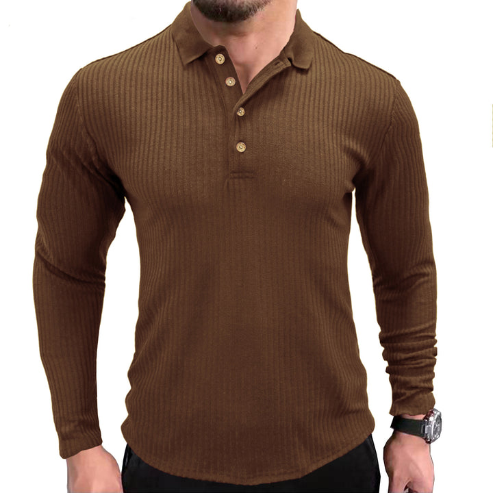 Herren Langarmshirt mit strukturiertem Design und modischem Henley-Ausschnitt Echoarchiv