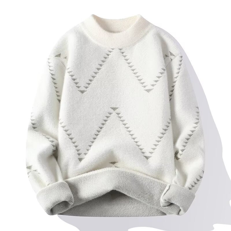 Damen Gemütlicher Strickpullover mit modernem Wellenmuster Echoarchiv