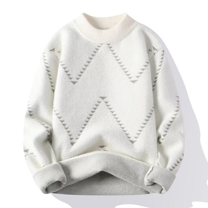 Damen Gemütlicher Strickpullover mit modernem Wellenmuster Echoarchiv