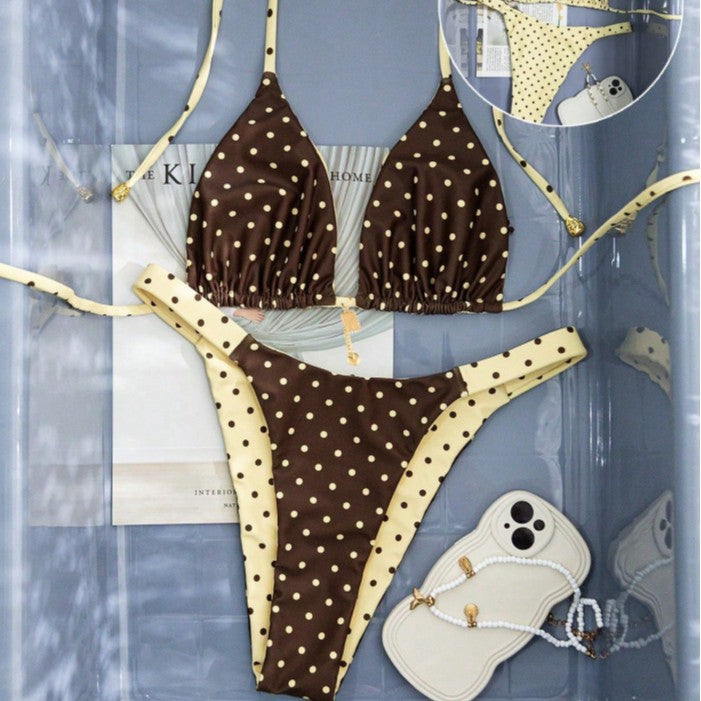 Damen Triangel-Bikini mit besonders feinem Pünktchenmuster und verstellbaren Trägern Echo Archiv