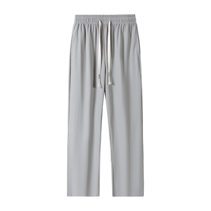Herren Leichte Relax-Fit-Loungehose aus atmungsaktivem Jersey mit elastischem Tunnelbund, breitem Kordelzug & geripptem Beinabschluss Echoarchiv