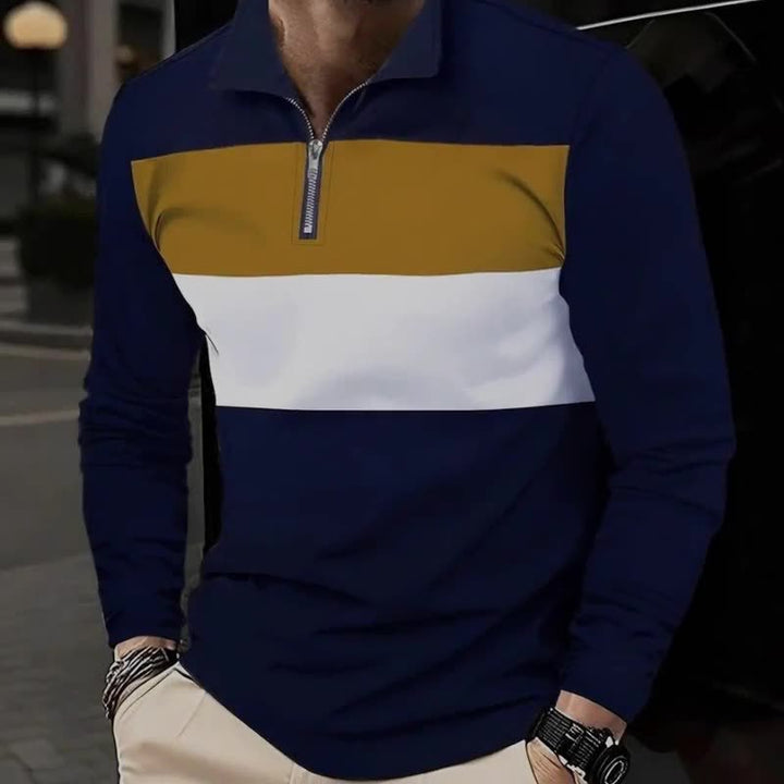 Herren Zip-Pullover mit modischem Farbschnitt und komfortablem Style Echoarchiv