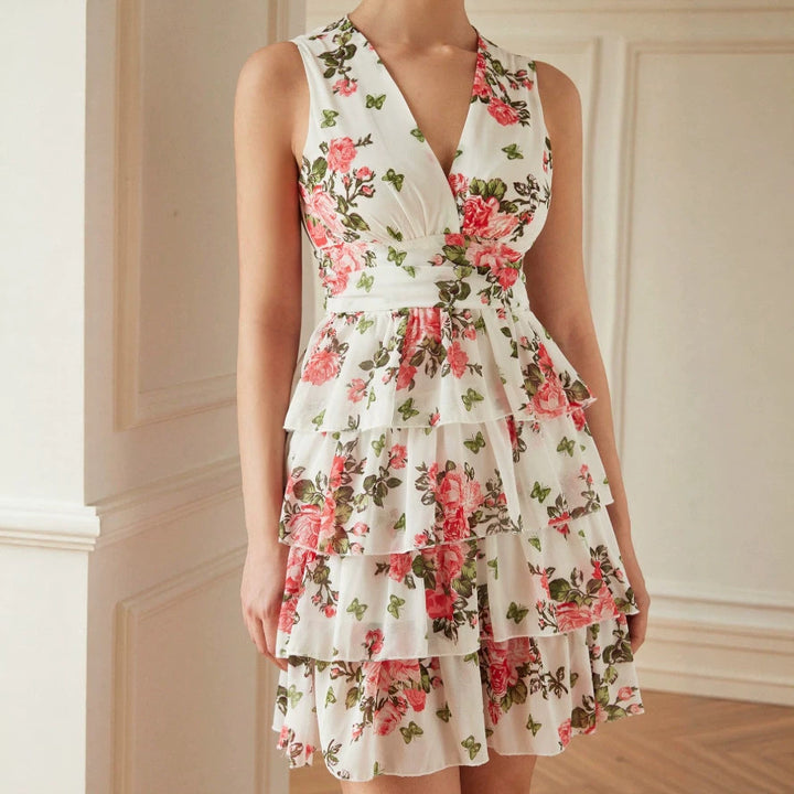 Damen Sommerliches Kleid mit Rüschen und floralem Muster Echo Archiv