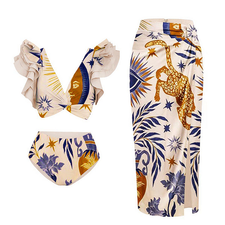 Damen elegantes Wickeloberteil und kombiniertes Rockset Echo Archiv