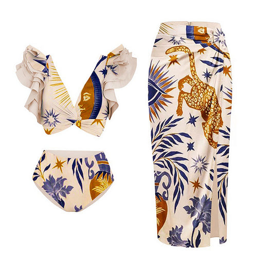 Damen elegantes Wickeloberteil und kombiniertes Rockset Echo Archiv