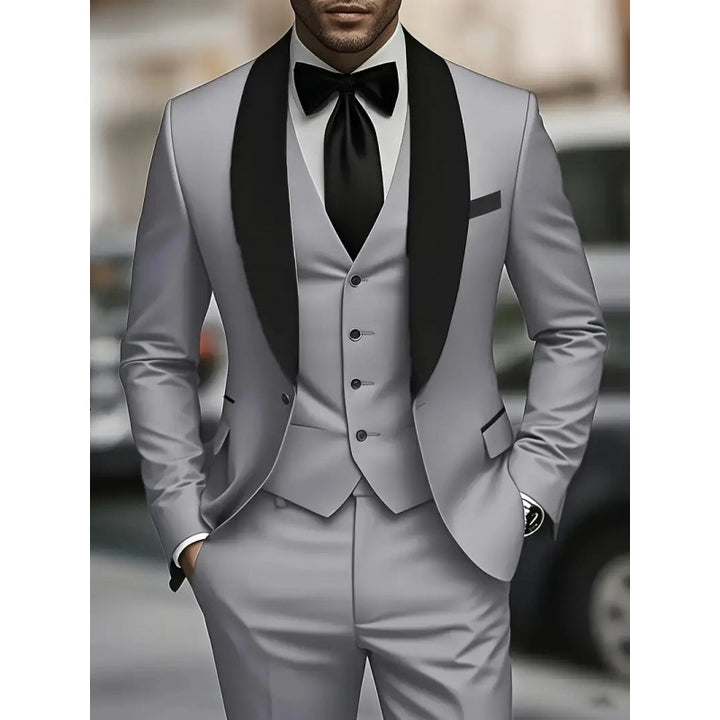 Herren elegantes Anzugset mit schmal geschnittenem Sakko und Weste Echoarchiv