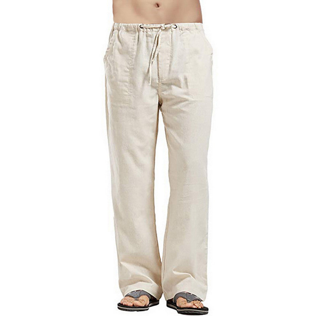 Herren nan lockere Leinenhose mit Tunnelzugbund und geradem Bein Echo Archiv