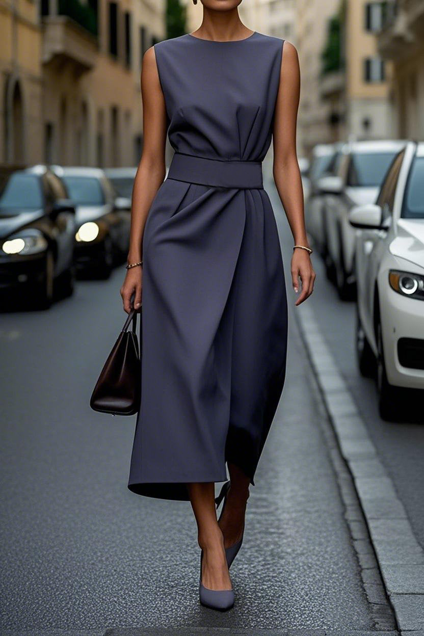 Damen Elegantes Maxikleid mit Echoarchivrnem Schnitt und feinen Plissée-Details Echoarchiv