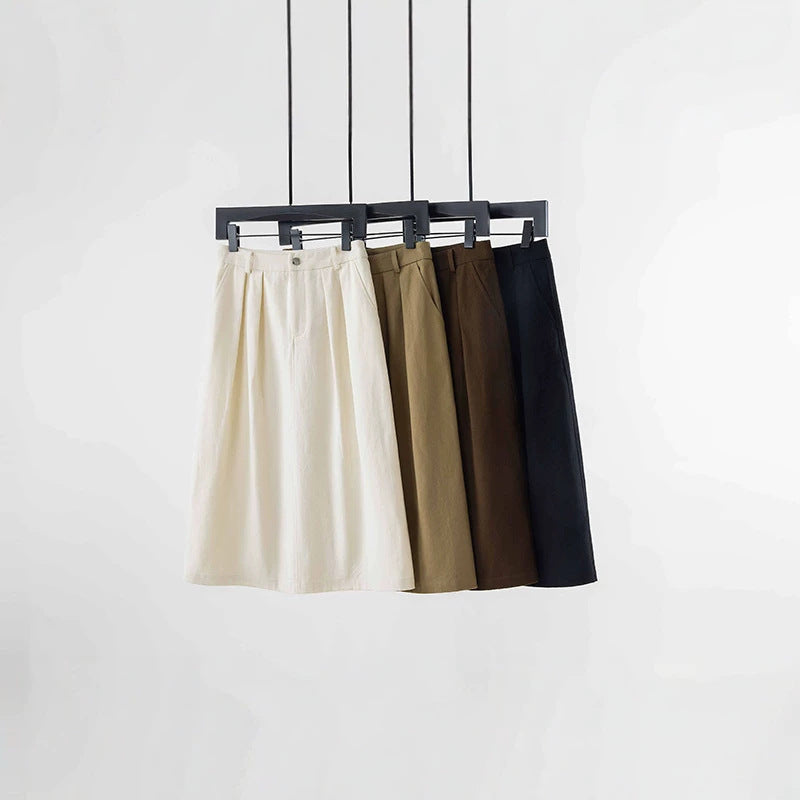 Damen Midirock mit hoher Taille, soften Falten und Eingrifftaschen Echo Archiv