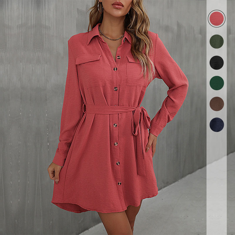 Damen Knielanges Hemdblusenkleid mit Taillengürtel Echo Archiv