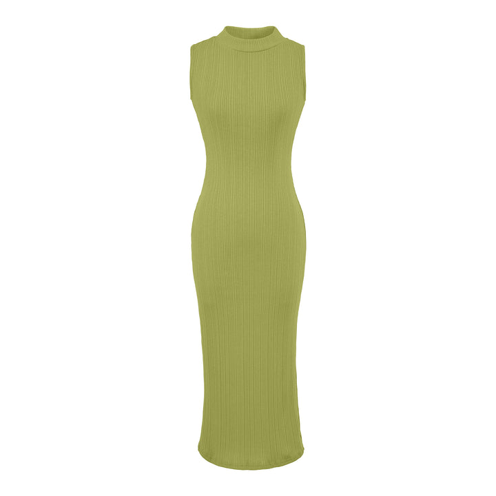 Damen Midikleid in Rippstrick, ärmelloses Slim‑Fit mit Stehkragen Echoarchiv