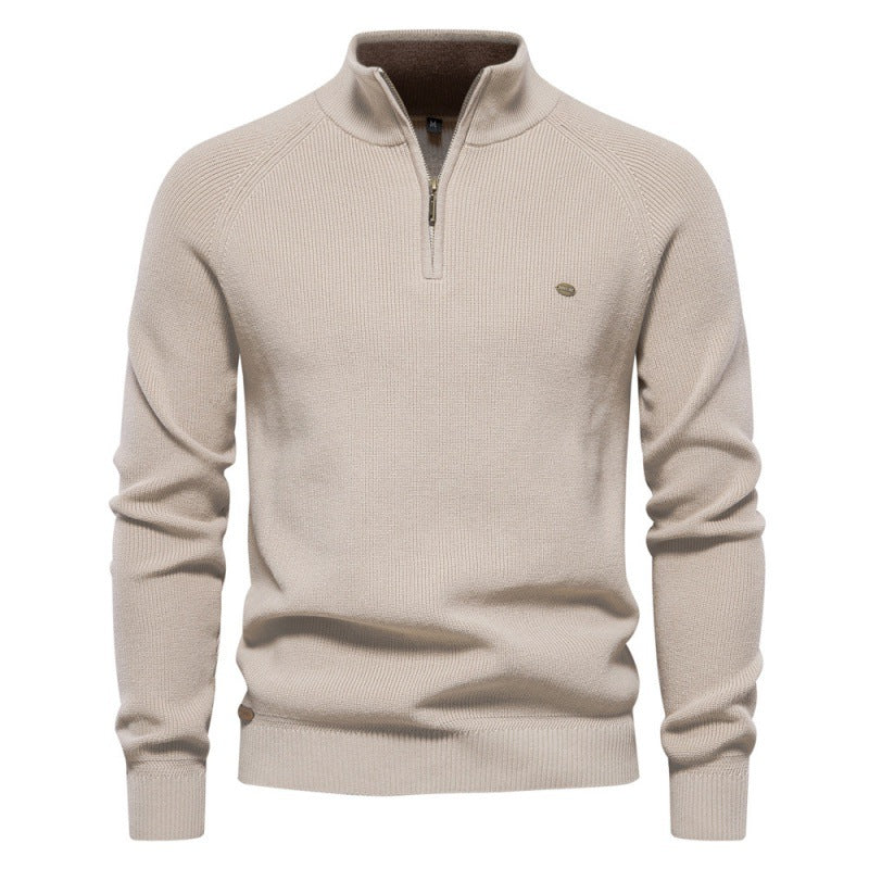 Herren Strickpullover mit halbem Reißverschluss und sportlichen Details Echoarchiv