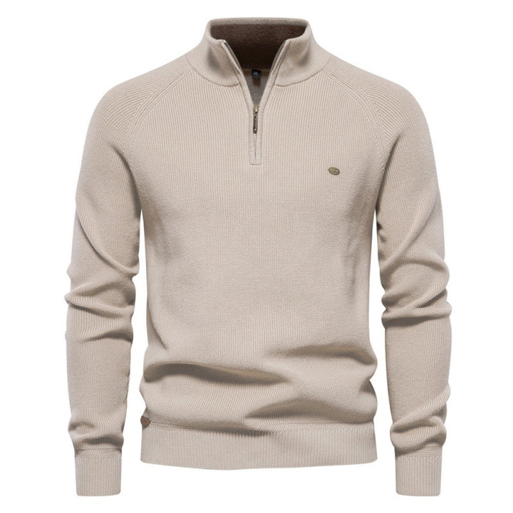 Herren Strickpullover mit halbem Reißverschluss und sportlichen Details Echoarchiv