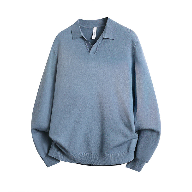 Unisex Oversized Polokragen-Feinstrickpullover mit weitem Schnitt Echoarchiv