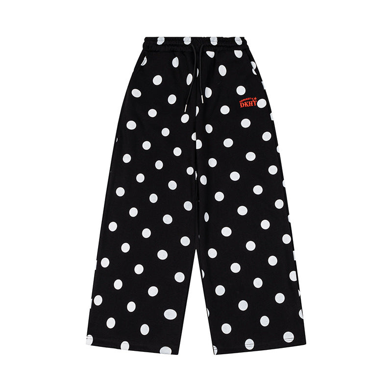 Damen Weite Culotte-Sweathose mit elastischem Komfortbund und Polka-Dot-Print Echoarchiv