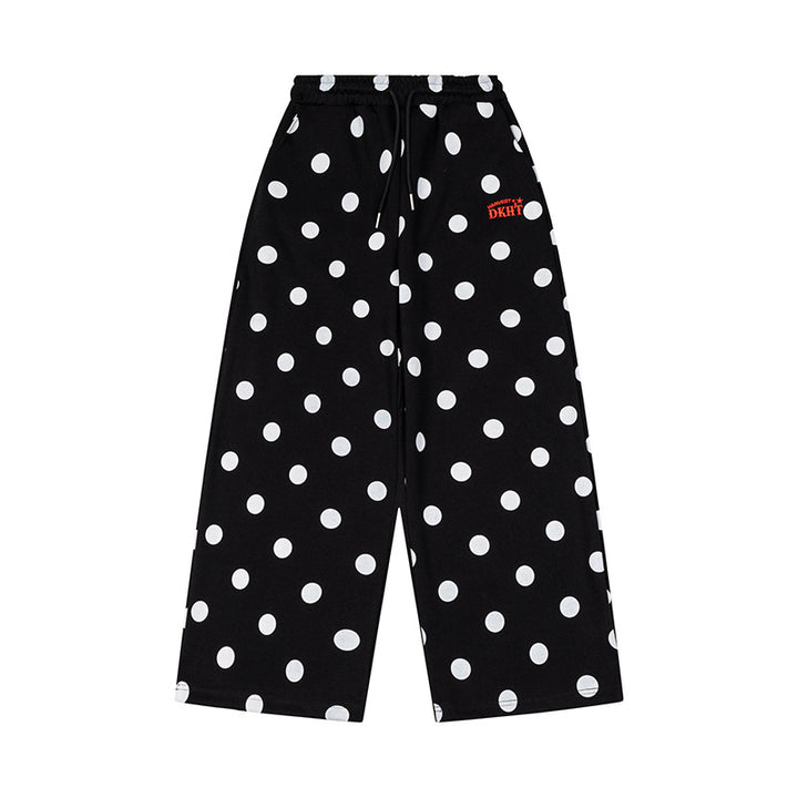 Damen Weite Culotte-Sweathose mit elastischem Komfortbund und Polka-Dot-Print Echoarchiv