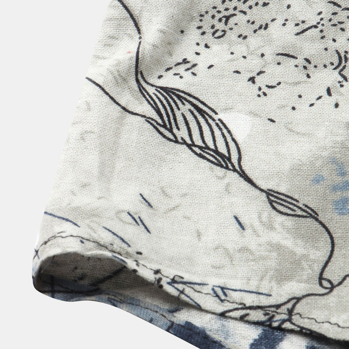 Herren Kurzarmhemd mit kreativem Aquarelldesign Echoarchiv