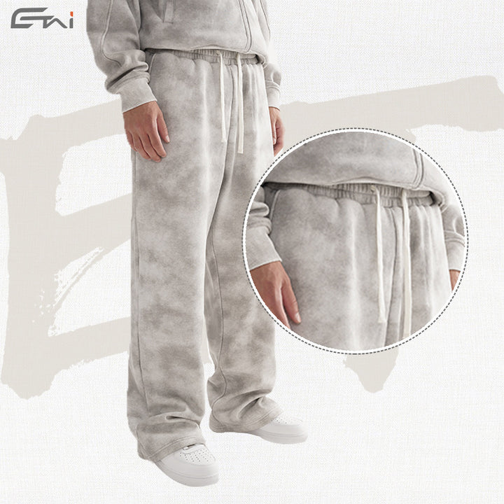 Damen Lässige Sweathose mit geradem Bein, Batik-Effekt und elastischem Bund Echo Archiv