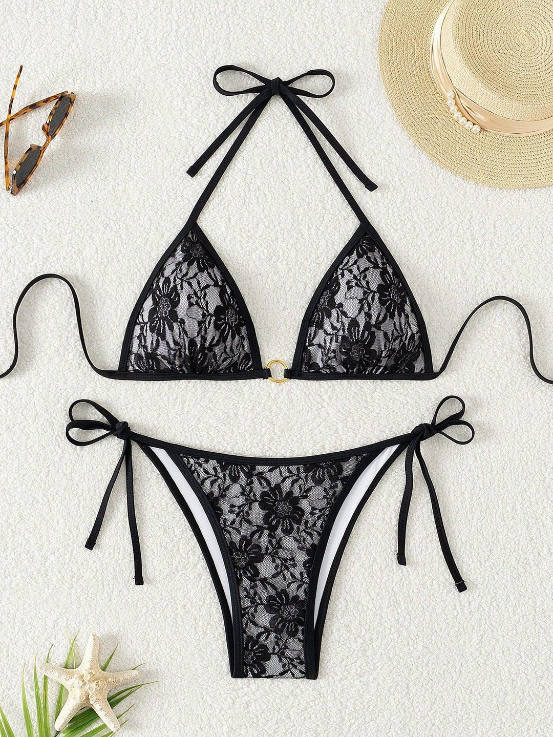 Damen Spitze Triangel-Bikini mit raffinierten Bindebändern Echo Archiv