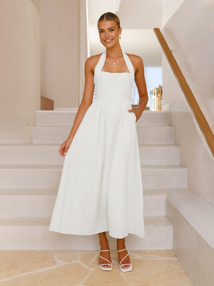Damen Maxikleid mit modernen Trägern und fließendem Schnitt Echo Archiv