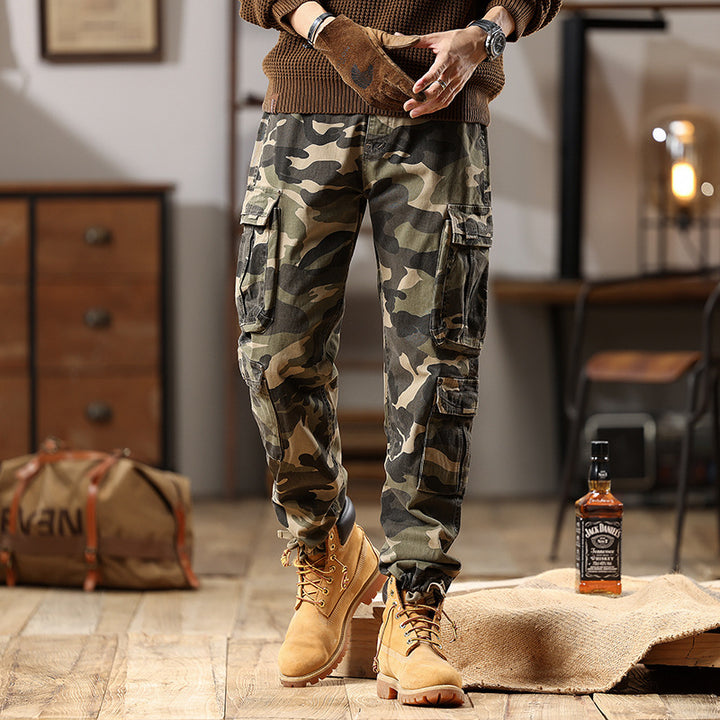 Herren Cargohose mit Gummibündchen und Camouflage-Utility-Design Echo Archiv
