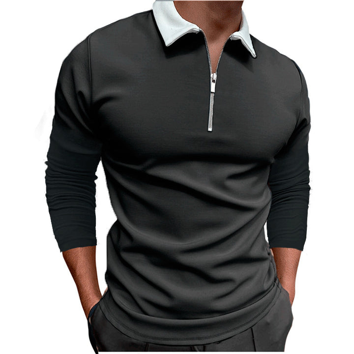 Herren sportlicher Pullover mit 1/4 Reißverschluss und kontrastierendem Kragen Echoarchiv