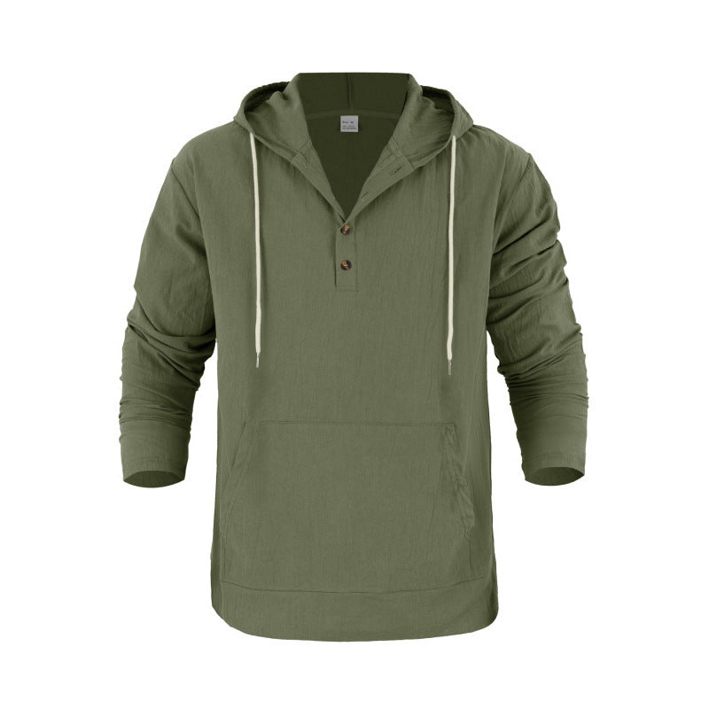 Herren lässiger Kapuzenpullover mit Knopfleiste und Kangaroo-Tasche Echoarchiv