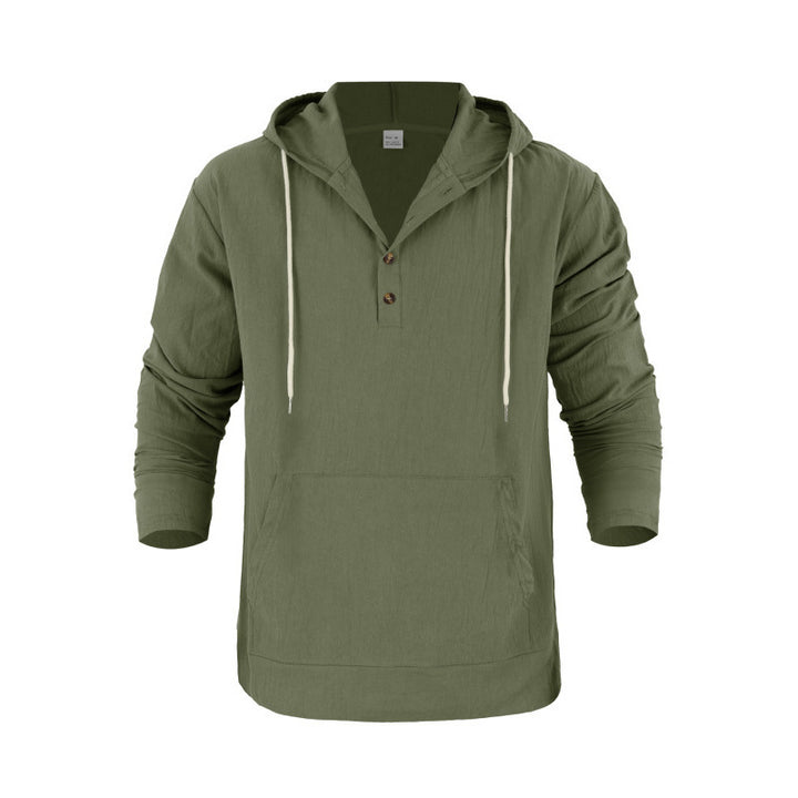 Herren lässiger Kapuzenpullover mit Knopfleiste und Kangaroo-Tasche Echoarchiv