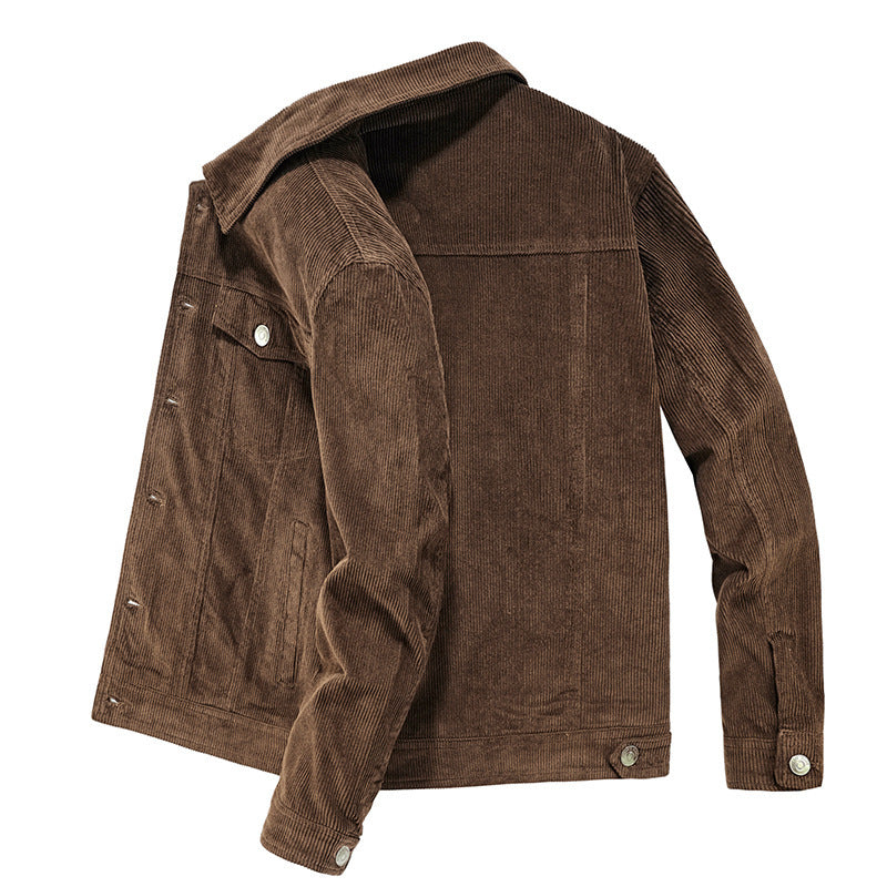 Herren Cordjacke im Truckerstil mit Feincordstruktur und Druckknopfverschluss Echoarchiv