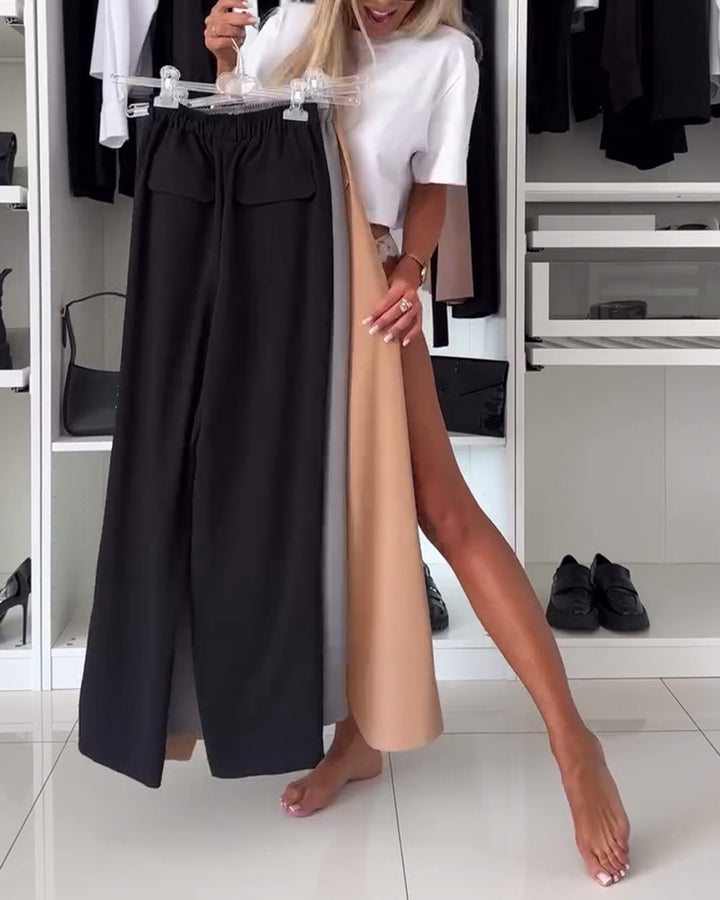 Damen nan weite Palazzo-Hose mit elastischem Bund und aufgesetzten Klappentaschen Echo Archiv