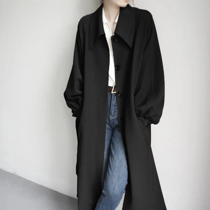Damen Lange modische Jacke mit großem Kragen Echoarchiv
