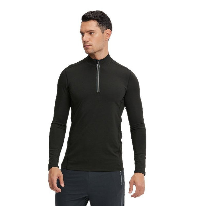 Herren Atmungsaktives Funktions-Langarmshirt mit halbem Reißverschluss und sportlichem Slim-Fit – Marzano