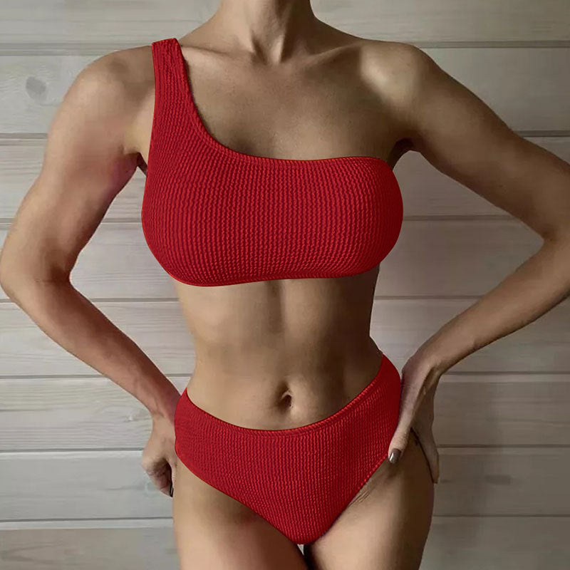Damen Einseitiger Bikini mit hoch geschnittenem Schnitt Echo Archiv