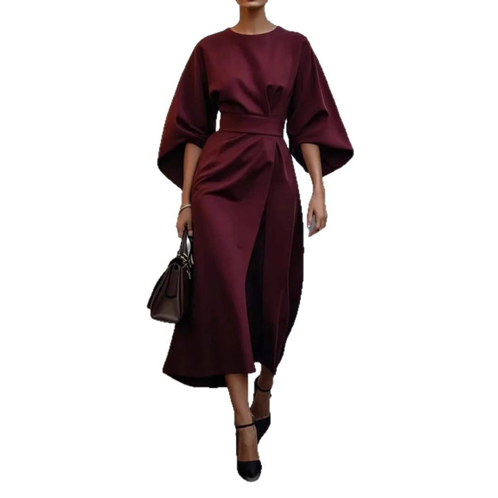 Damen nan elegantes Midikleid mit Kimonoärmeln, drapierter Wickeloptik und Taillengürtel Echo Archiv