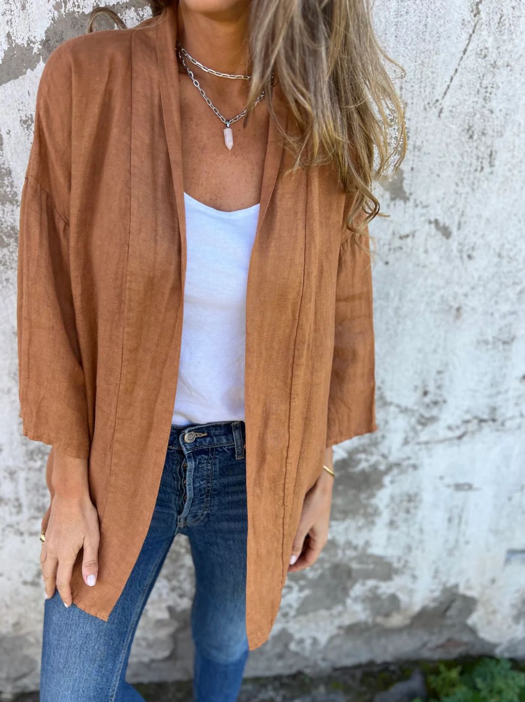 Damen lässige Sommerjacke aus leichtem Leinen Echoarchiv
