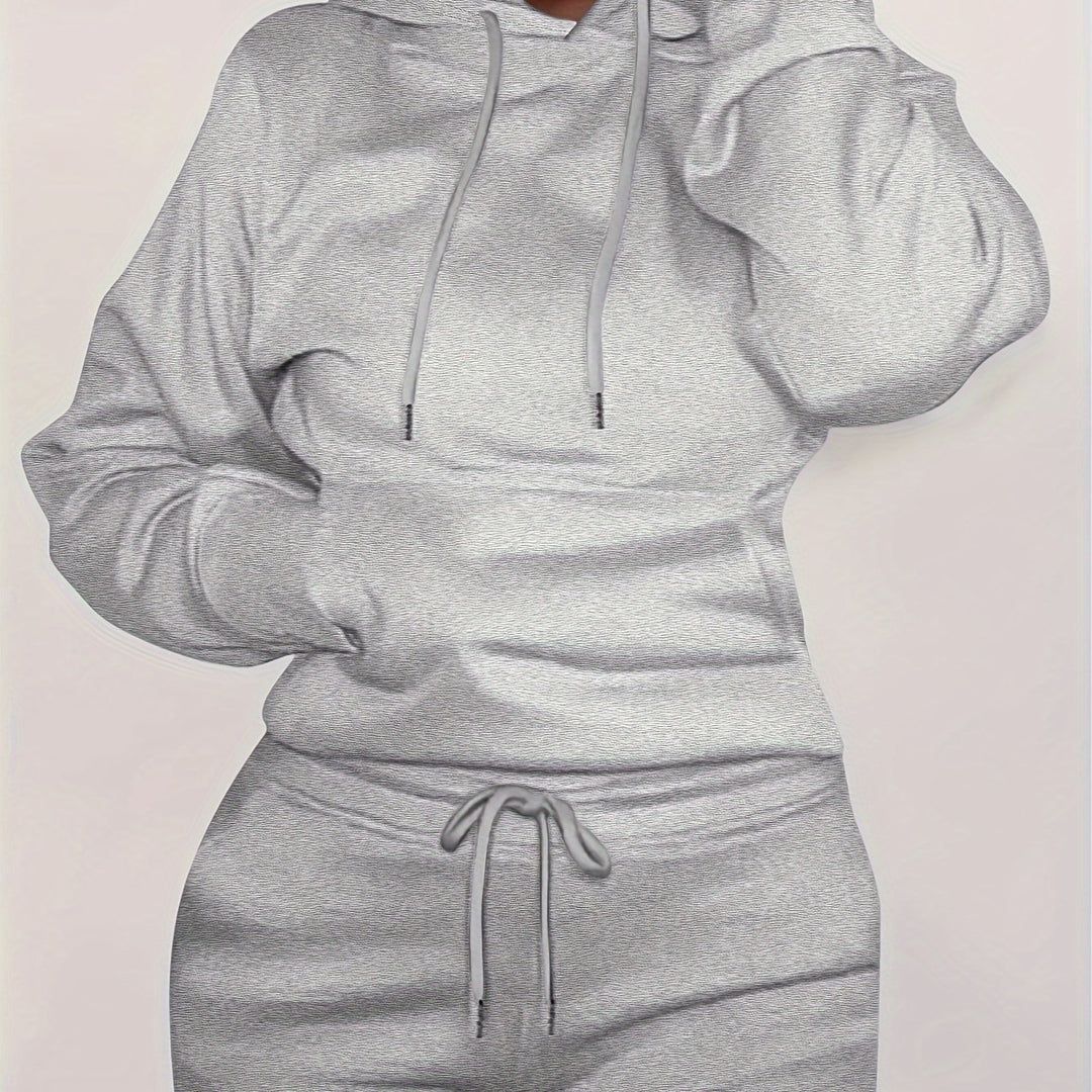 Damen nan figurbetontes Hoodie-und Taillenrock-Set mit Kängurutasche und Tunnelzug Echo Archiv