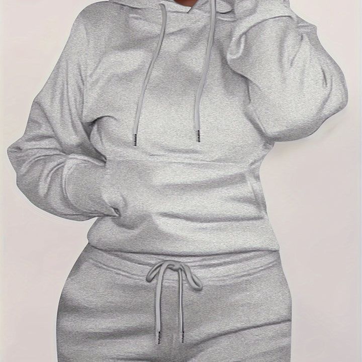 Damen nan figurbetontes Hoodie-und Taillenrock-Set mit Kängurutasche und Tunnelzug Echo Archiv